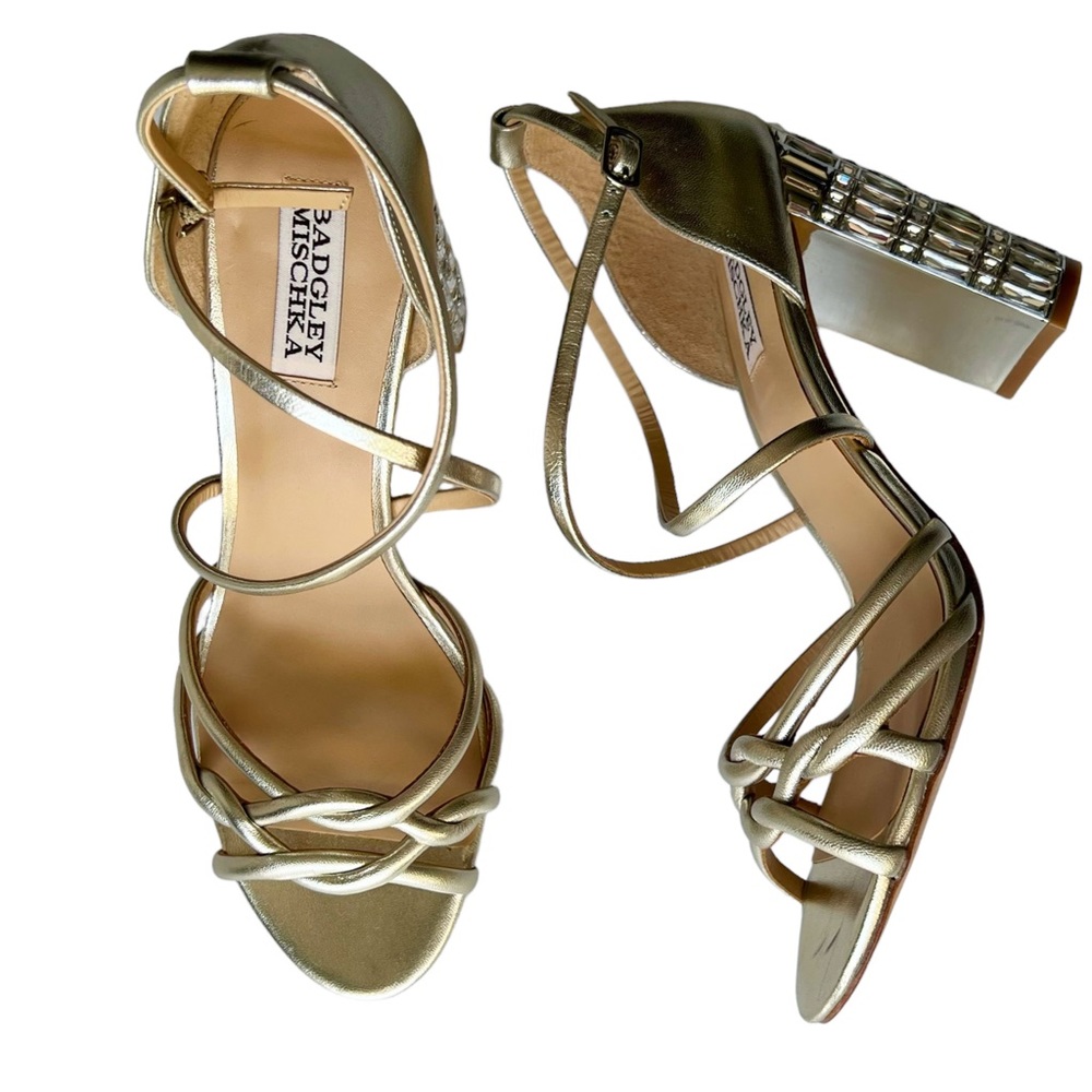 Badgley Mischka Soria Metallic Rhinestone Heels | 9 - Picture 7 of 11